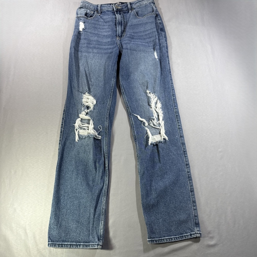 Hollister Ultra High Rise Stacked Vintage Straight Distressed Jeans 5R W27 L31